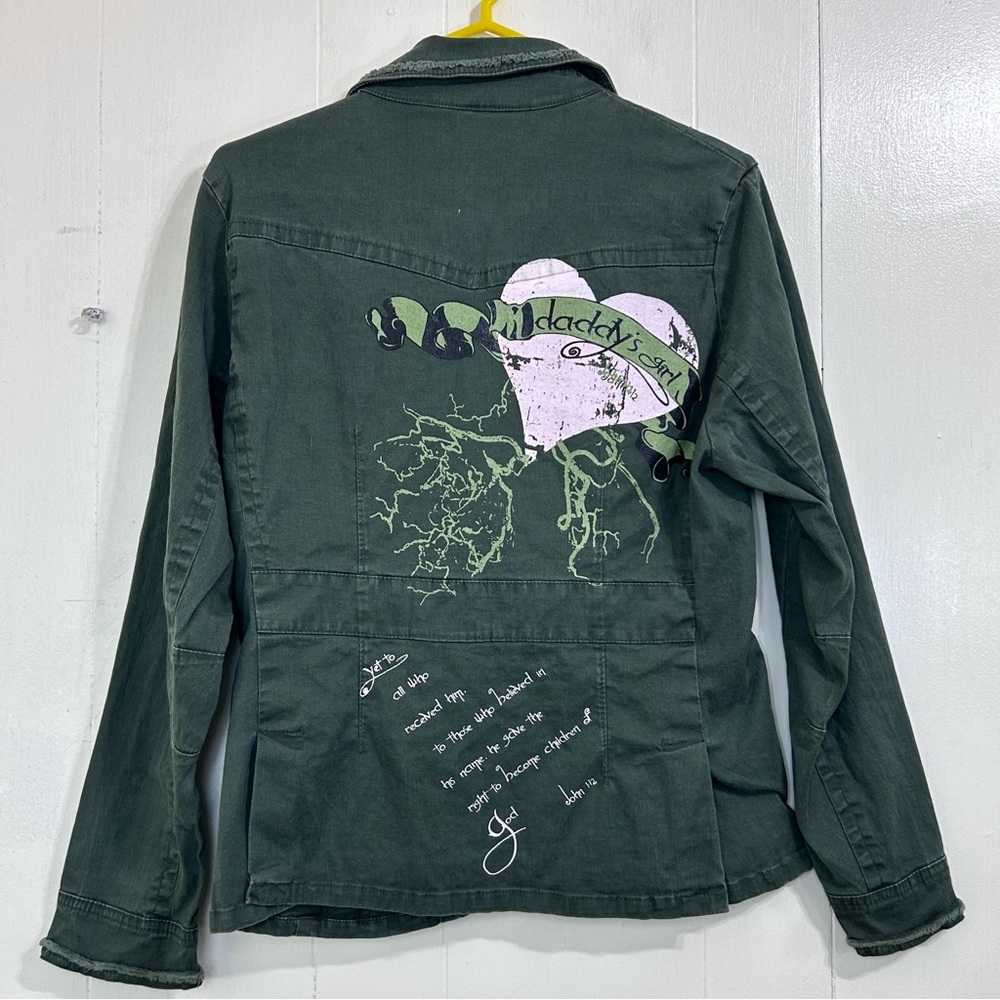 Vintage Painted Jacket Size XL Military Green Utility Jacket Size XL